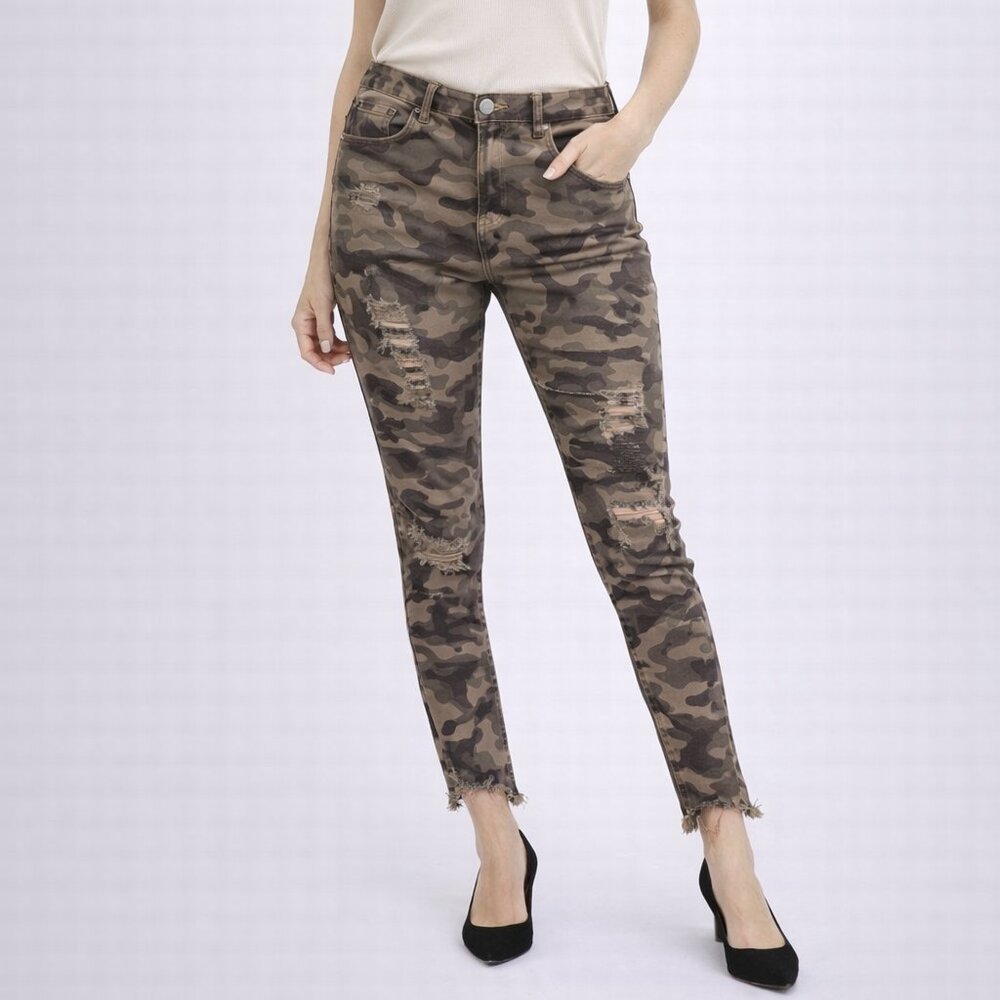 Zara Distressed Camouflage Jeans